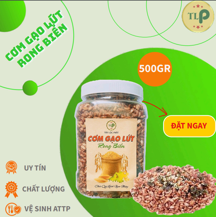 500G CƠM GẠO LỨT RONG BIỂN XỐP GIÒN TLP - ĂN CHAY ĐƯỢC