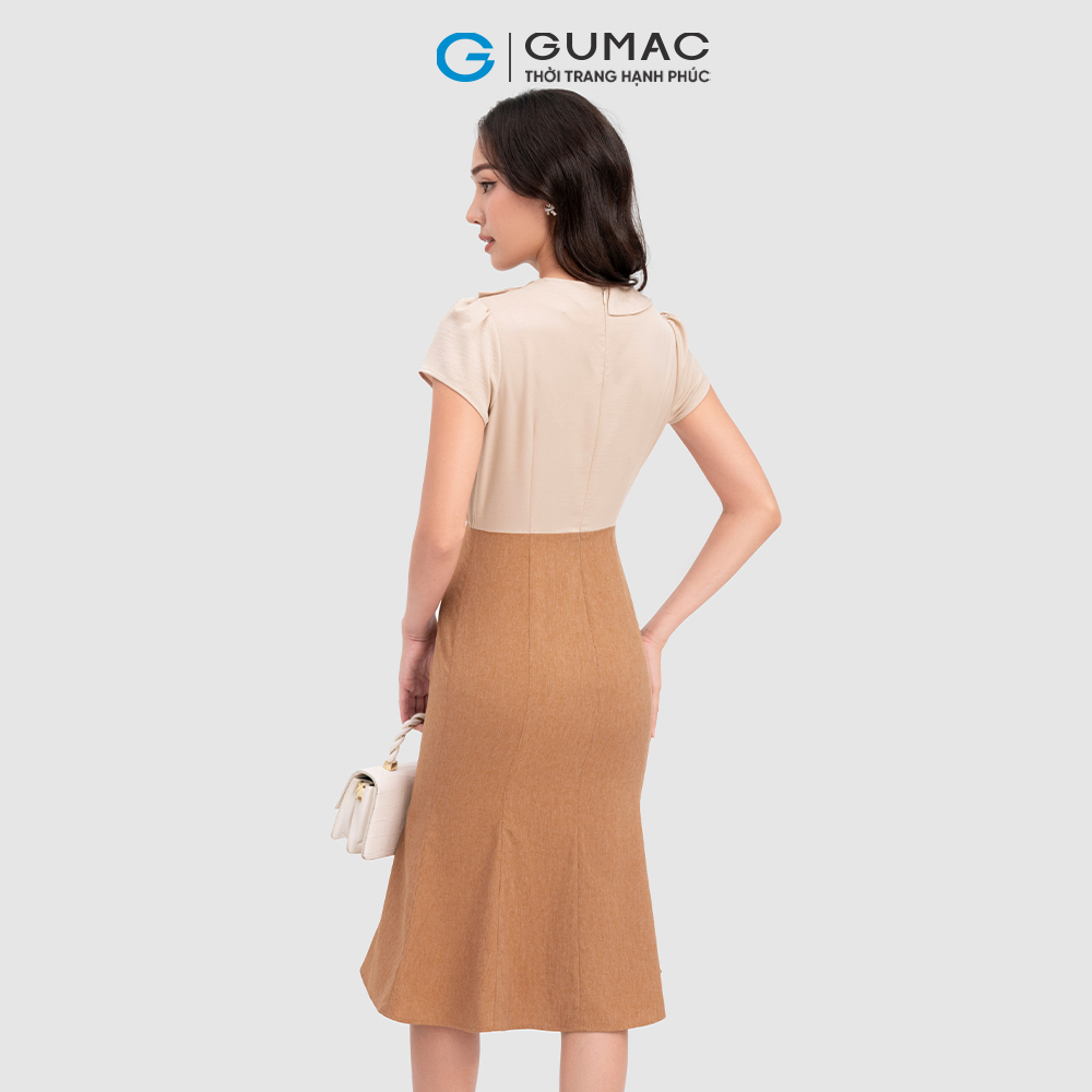 Đầm đuôi cá GUMAC DC11070 phối lụa phong cách
