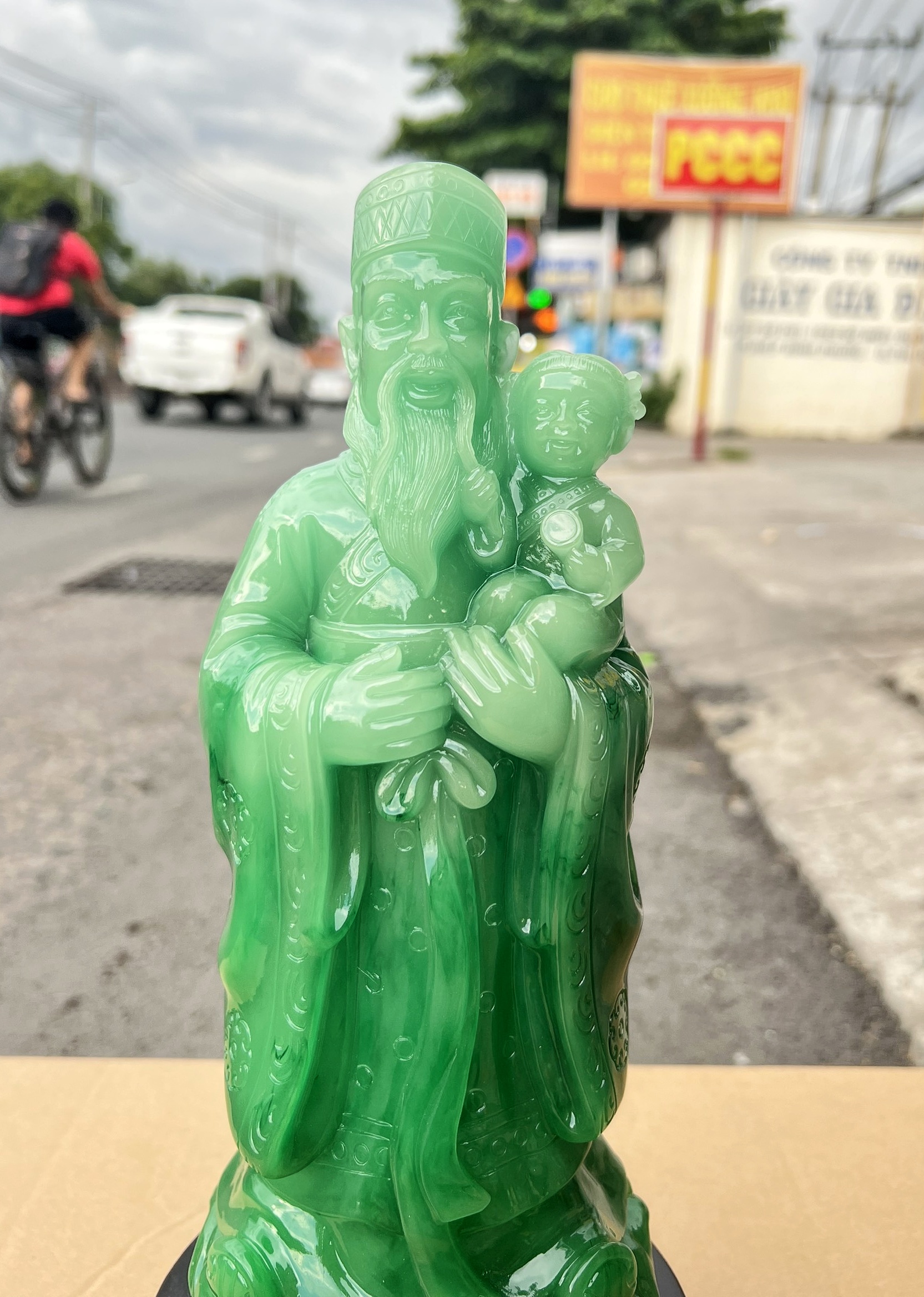 Bộ Tượng Phúc Lộc Thọ Rời Màu Xanh Cao 37cm