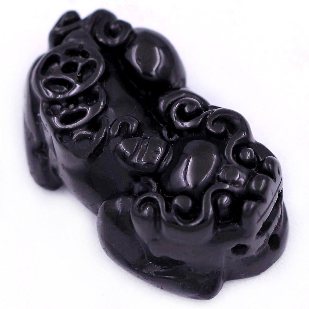 Mặt dây chuyền tỳ hưu đá đen 3.6 cm  kèm vòng cổ dây da đen + móc inox, mặt Tỳ hưu