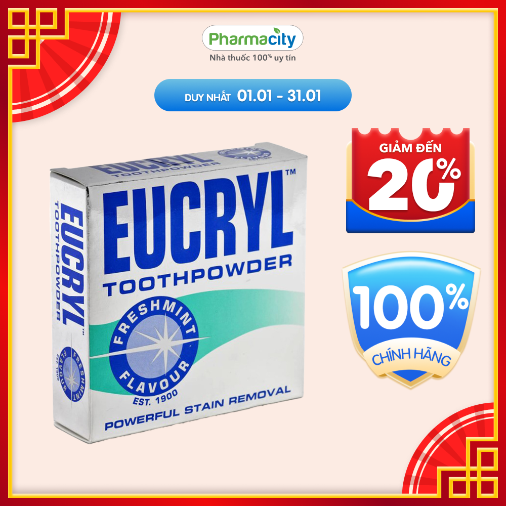 Bột làm trắng răng vị bạc hà Eucryl (50g)