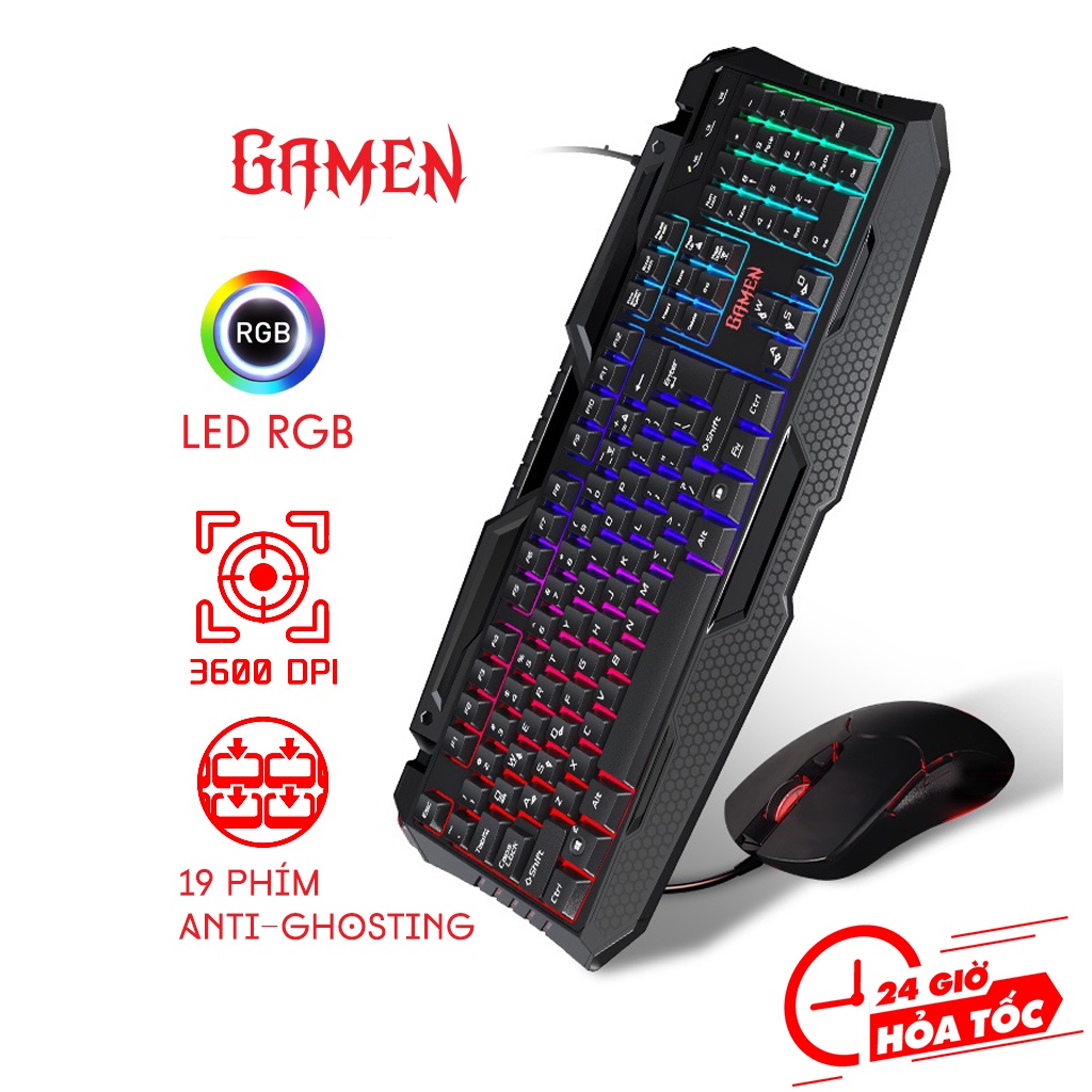 Combo Chuột Và Bàn Phím Gaming Gamen Station II Bàn Phím Đèn LED - Hàng Chính Hãng