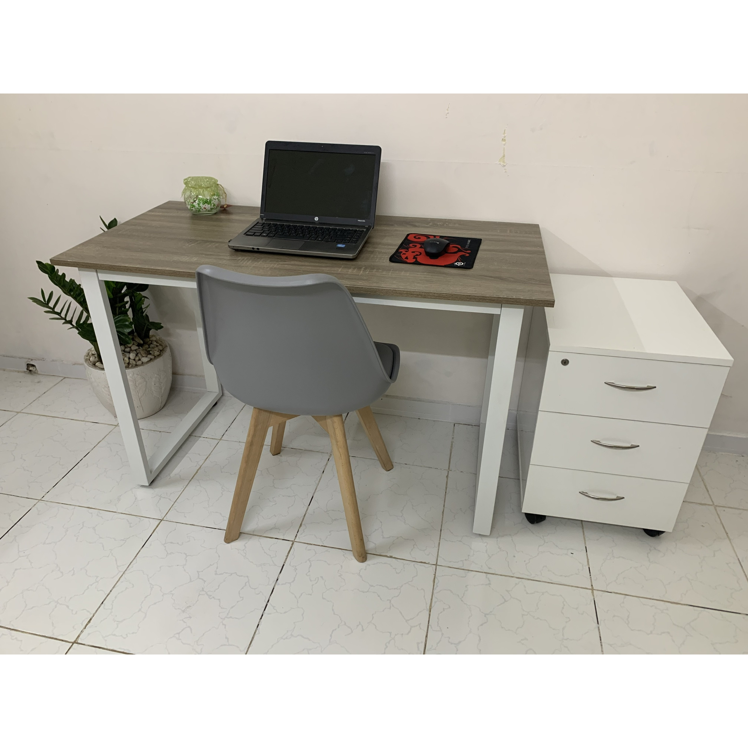 Bàn Làm Việc Chân Sắt Chữ U Đơn Giản - Thương Hiệu Tido - Mặt 17Mm Mdf Melamine - Chân Sắt Hộp Tĩnh Điện 25X50Mm - Thùng Full Phụ Kiện - Trắng - Gỗ Tối - 120 X 60 X 75 Cm