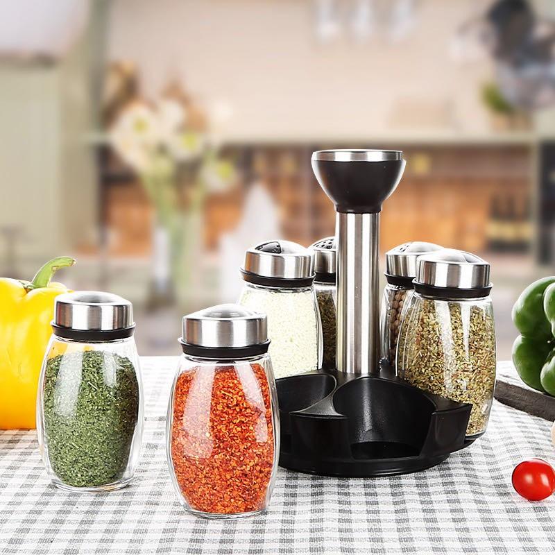 Set 6 Hũ Đựng Gia Vị Xoay 360 Độ - Lọ Để Gia Vị 120ml