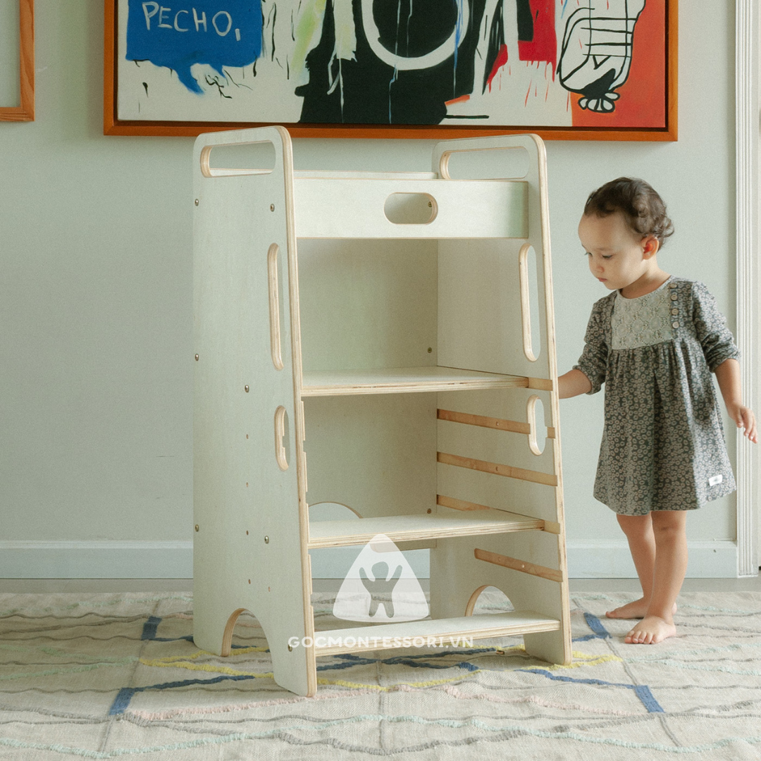 Tháp học tập Learning Tower Góc Montessori thay đổi chiều cao - Bé phát triển vận động tinh &amp; thực hành cuộc sống