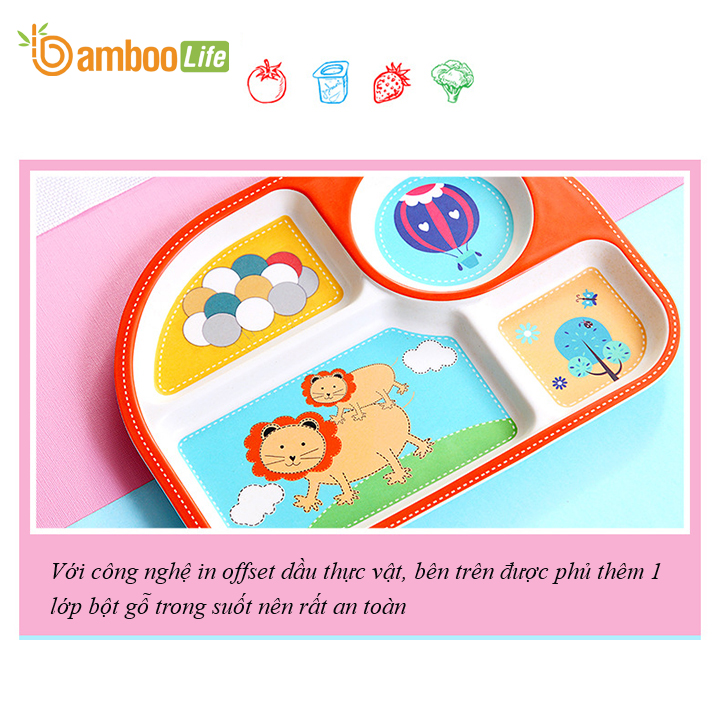 Bộ khay ăn dặm từ sợi tre Bamboo Life cho bé BL002 hàng chính hãng Dụng cụ ăn dặm cho bé Đồ dùng ăn dặm cho bé Bộ chén bát ăn dặm cho bé