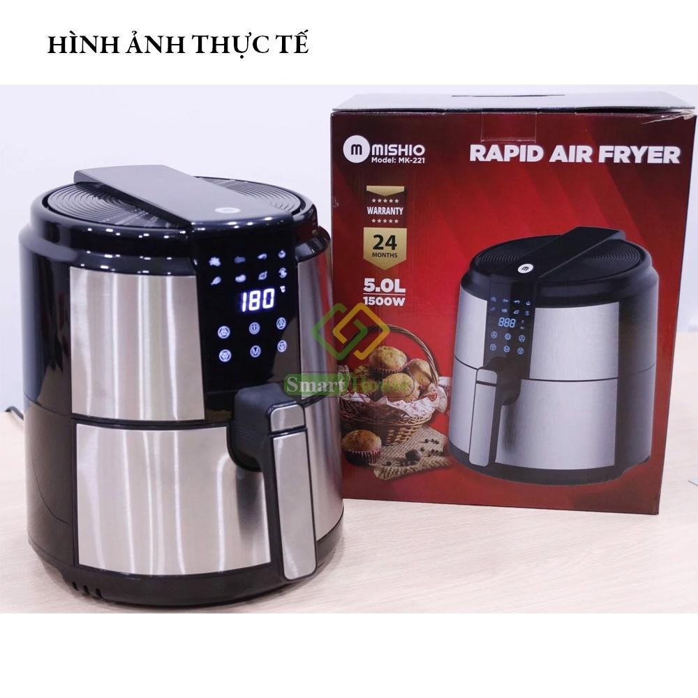 Nồi Chiên Không Dầu Điện Tử Mishio MK221 - 5L, Công Nghệ Rapid Air, Lòng Nồi Chống Dính Cao Cấp- Hàng Chính Hãng