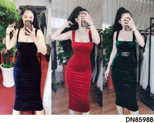 Đầm body nhung cúp ngực sexy