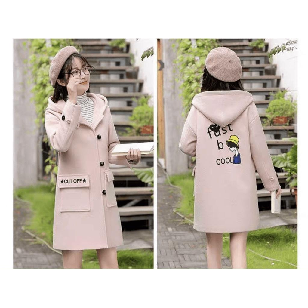 ÁO KHOÁC NỈ NỮ KIỂU DÁNG MANGTO DÁNG DÀI VỪA PHỐI NÚT TÚI HỘP CHO CÁC CHỊ EM THẢ DÁNG UTNG FUSTBCOOL HOTTREND CỦA NĂM