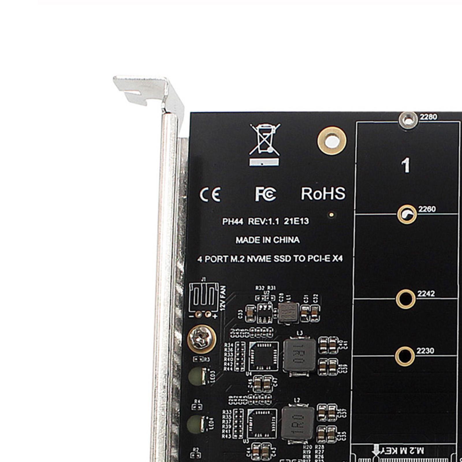 4 Ports Adapter PCIe to M.2 Adapter For PC M.2 SSD 2230 2260 2280