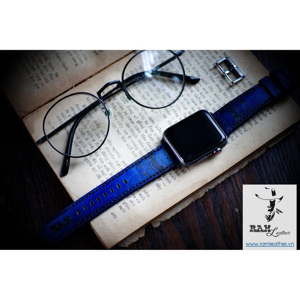 DÂY ĐỒNG HỒ TRỐNG ĐỒNG DA BÒ Ý XANH NAVY - RAM TRỐNG ĐỒNG NAVY - ĐỦ SIZE