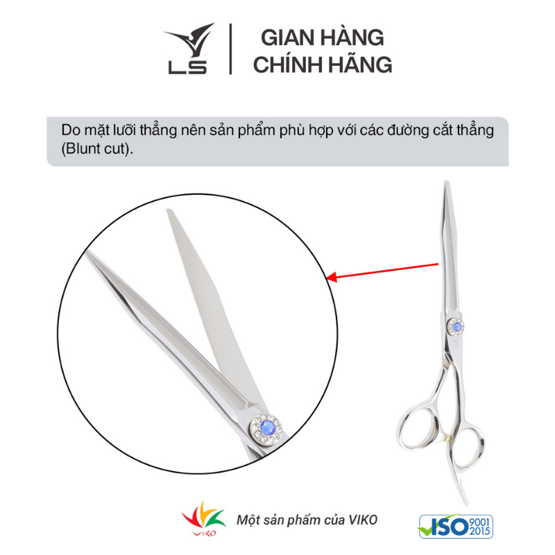 Kéo cắt tóc LS lưỡi thẳng quai offset vênh đỡ ngón cố định FA53/6.25