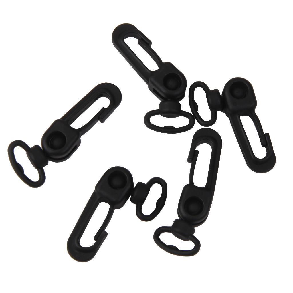 5pcs Rotatable Plastic Snap Clip Carabiners Hanging Hooks Keychain - Black