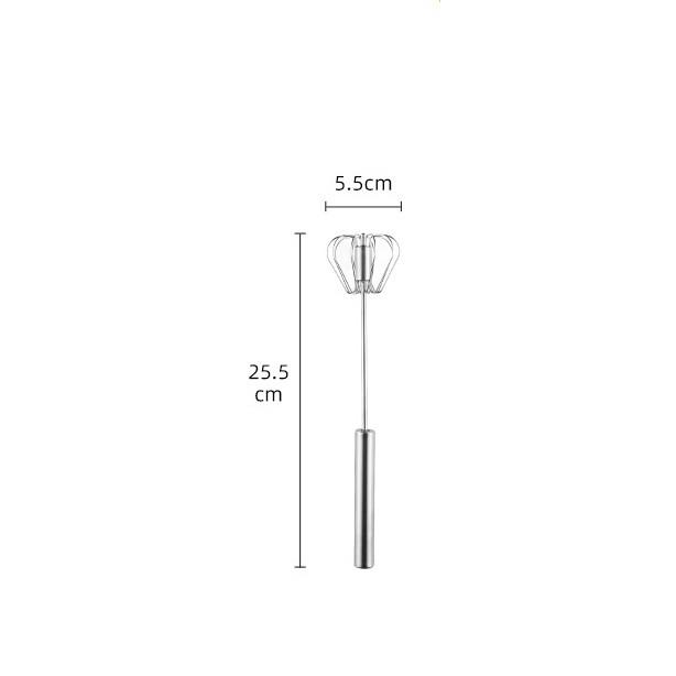 Máy đánh trứng cầm tay bán tự động thông minh, Cây phới lồng tròn đánh trứng thép không gỉ inox 304 có trục xoay