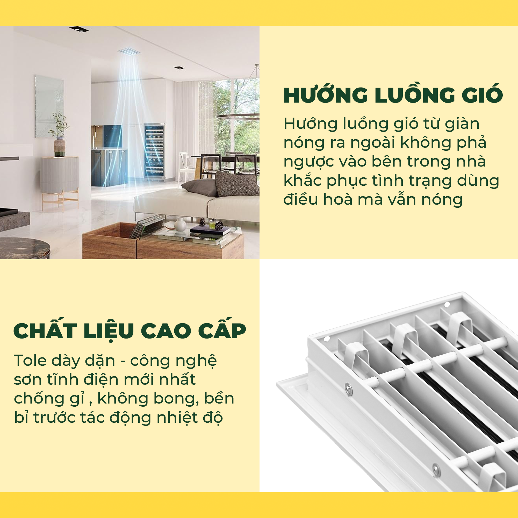 Cửa Gió Kiểu Khe Nan 3 Slot Nhôm A6063 – T5, Hàng Chính Hãng ASIA GREEN ( Giá bao gồm VAT)