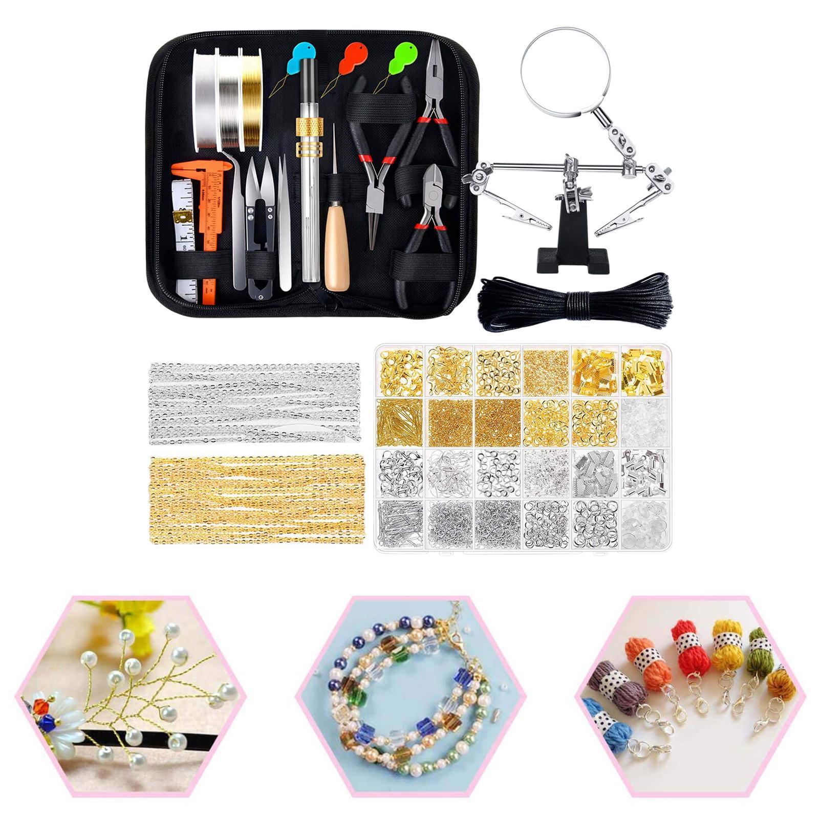 Jewelry Making Pilers Tweezers Tools Kit with Zipper Storage Case for Jewelry Crafting and Necklaces Bracelets Accessories Repair