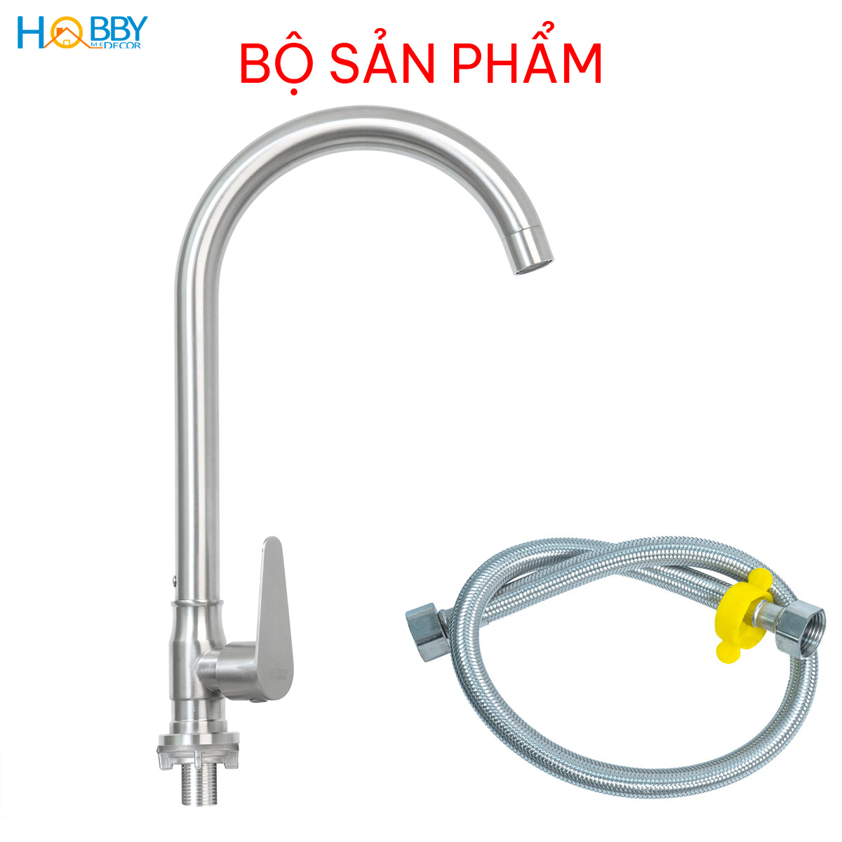 Vòi rửa chén bát lạnh gắn chậu inox 304 xoay tròn Hobby home decor RL1