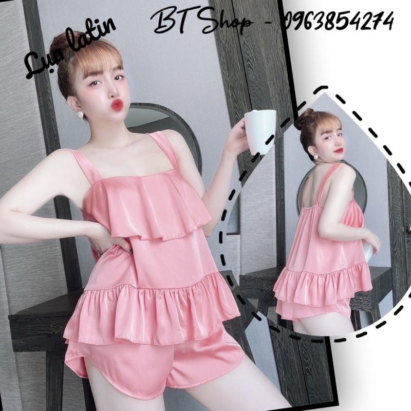 Đồ ngủ mặc nhà lụa latin đùi màu trơn freesize 42-57kg
