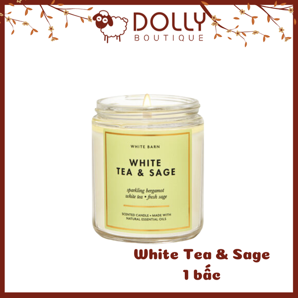 Nến Thơm 1 Bấc B.B.W WHITE TEA &amp; SAGE Single Wick Candle198g