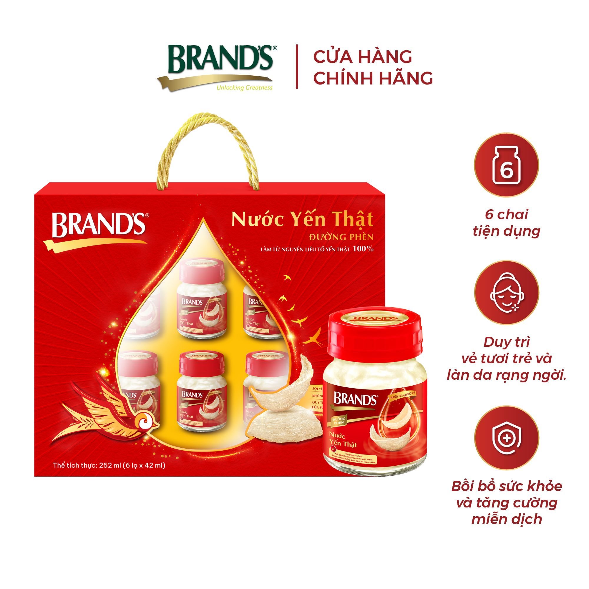 Hộp quà yến BRAND'S đường phèn (42ml x 6 lọ)