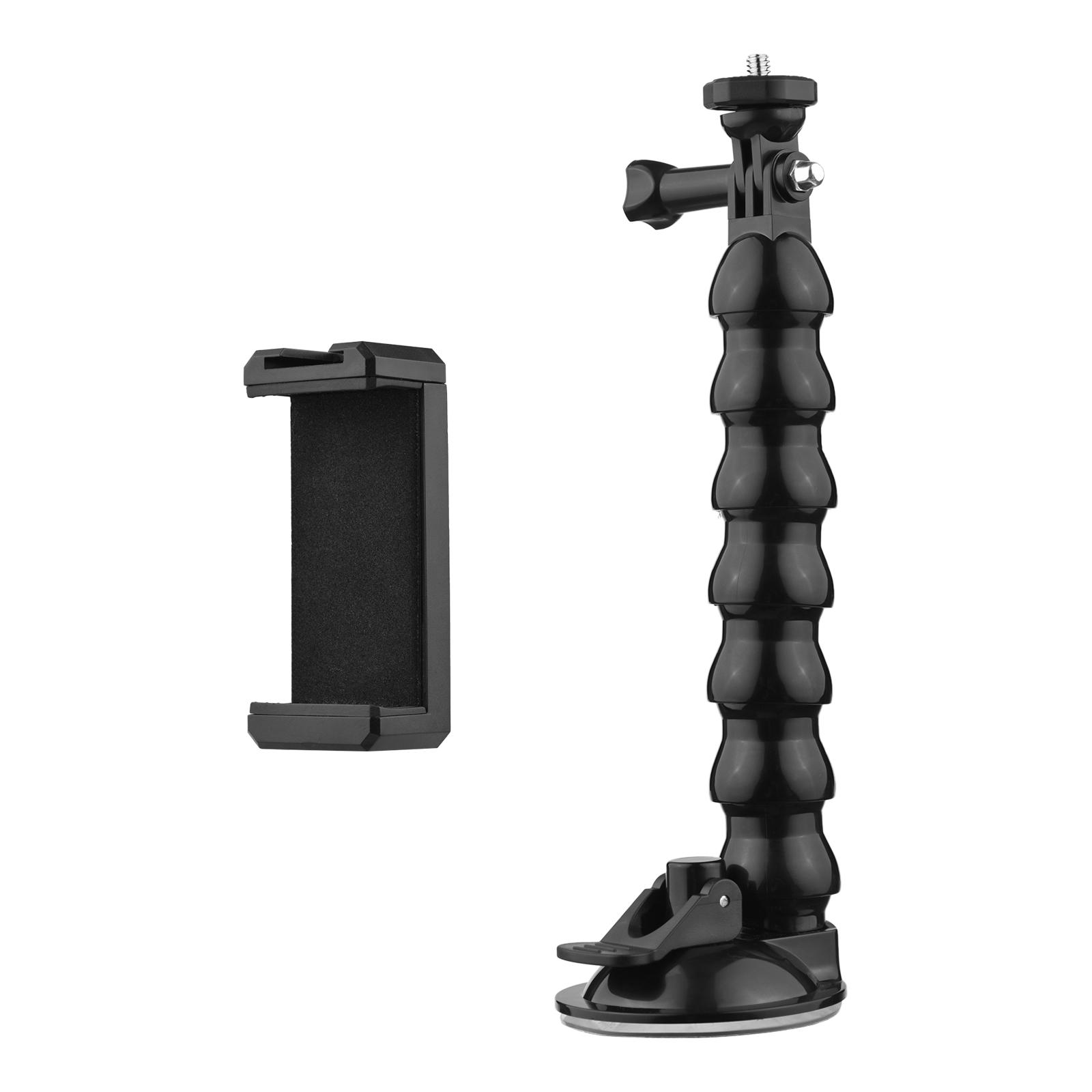 23cm Suction Cup Phone Mount Flexible Windshield Smartphone Mount 360°Rotatable 1/4 Inch Screw Hole with Phone Holder