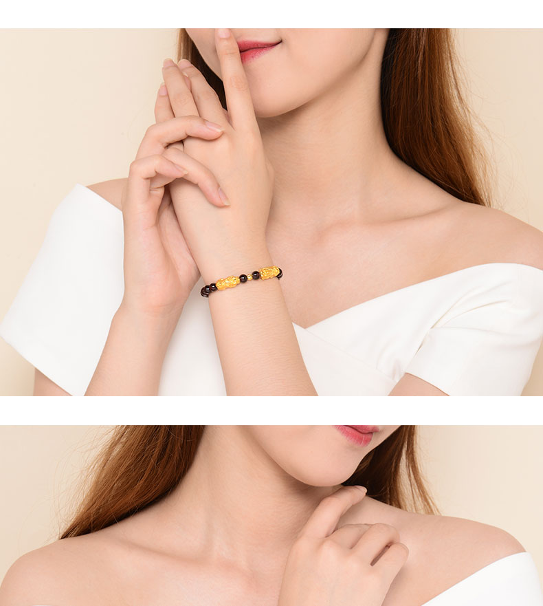 Vòng tay phong thủy, vòng tay nữ may mắn đá thạch anh đỏ ruby gắn tỳ hưu hút Lộc Tài Duyên TARUBY04