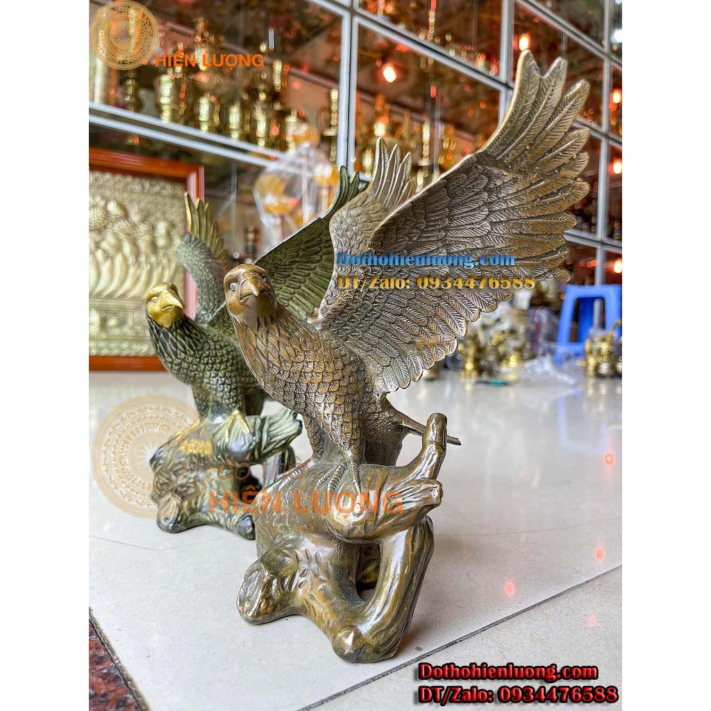 Tượng Đại Bàng Đậu Cành Cây Bằng Đồng Phong Thủy Cao 24cm