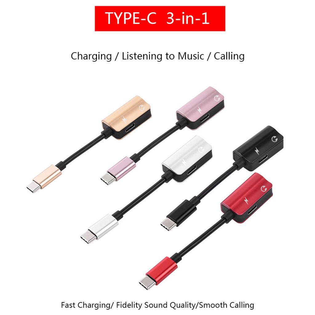 2 Pieces 2 in 1 Type C to 3.5mm Charger Audio Adapter Headphone USB C Cable
