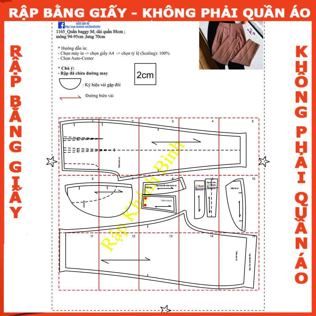 Rập giấy A0 quần bagy sau lưng thun mã 1165 (BẢN VẼ)