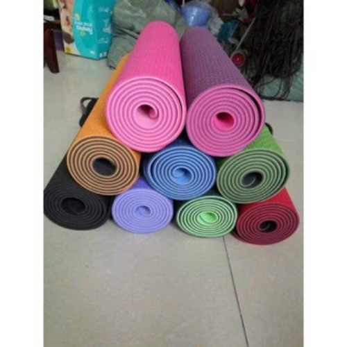 Thảm tập yoga 2 lớp cao cấp dày 6mm giao màu ngẫu nhiên - Tặng thước dây