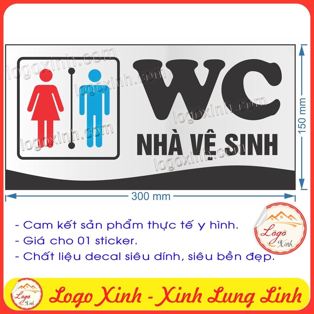 Sticker Chỉ Dẫn Vị Trí Nhà Vệ Sinh Nam Nữ, Khu Vực Nhà Vệ Sinh, TOILET WC RESTROOM, Hướng Dẫn Khu WC Vệ Sinh