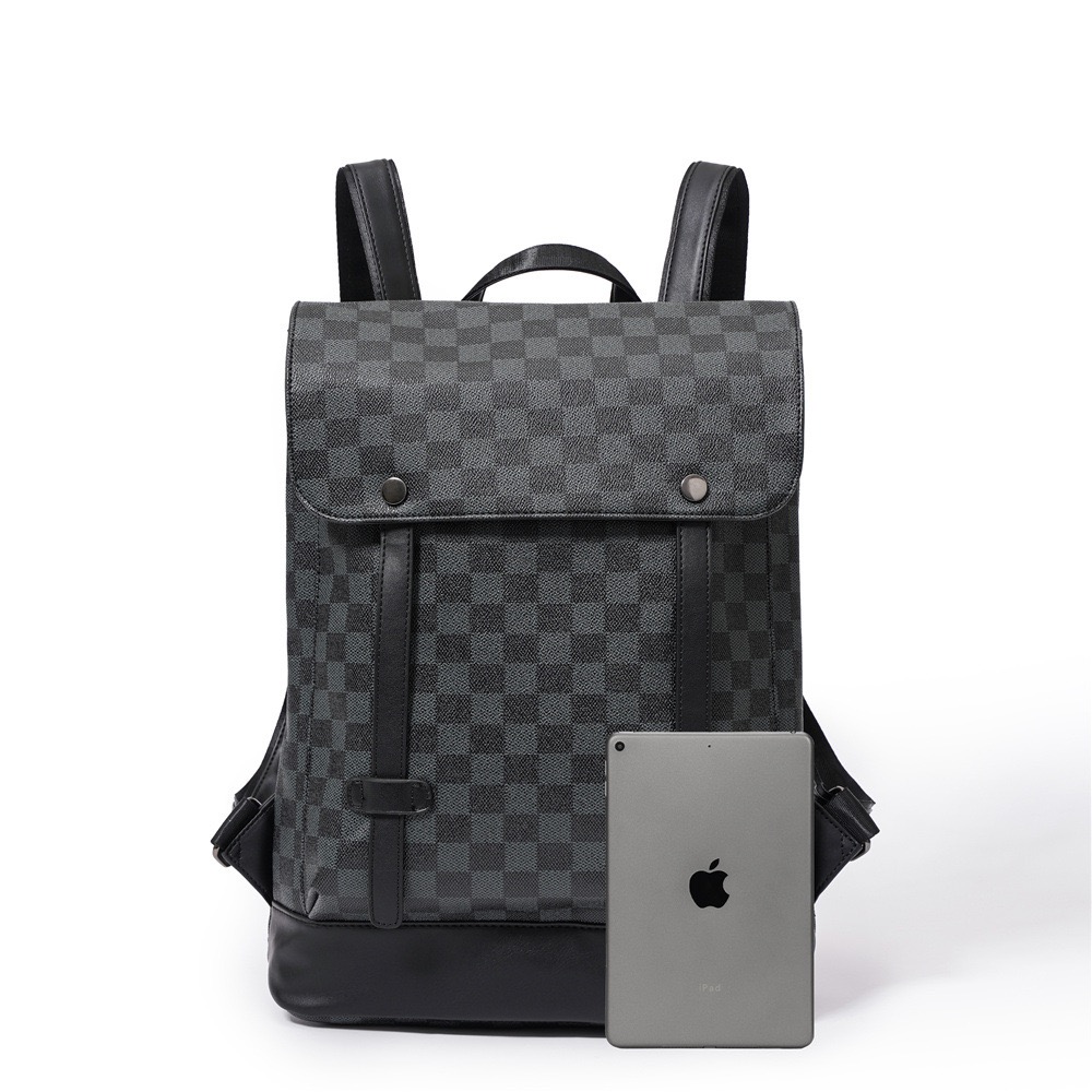 Large-capacity plaid backpack multi-function computer backpack