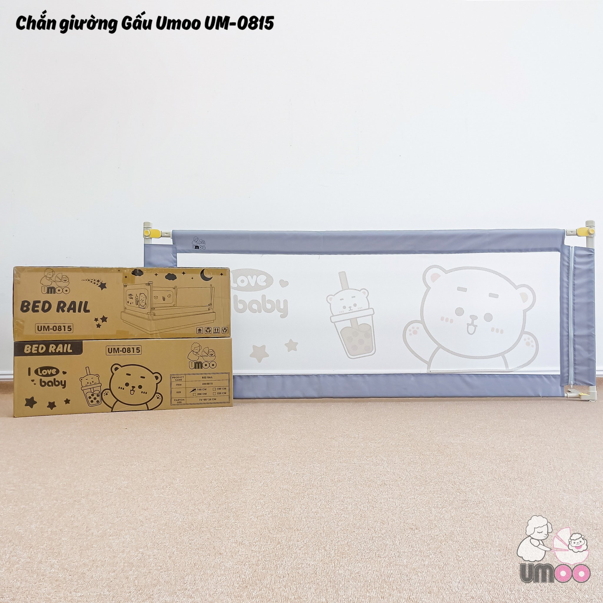 Thanh chắn giường cho Bé- Mẫu mới nhất- 1m8- Màu Xanh