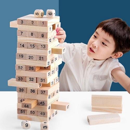 Bộ Đồ Chơi Rút Gỗ 54 Thanh Xếp Hình Domino Xả Stress Cho Bé