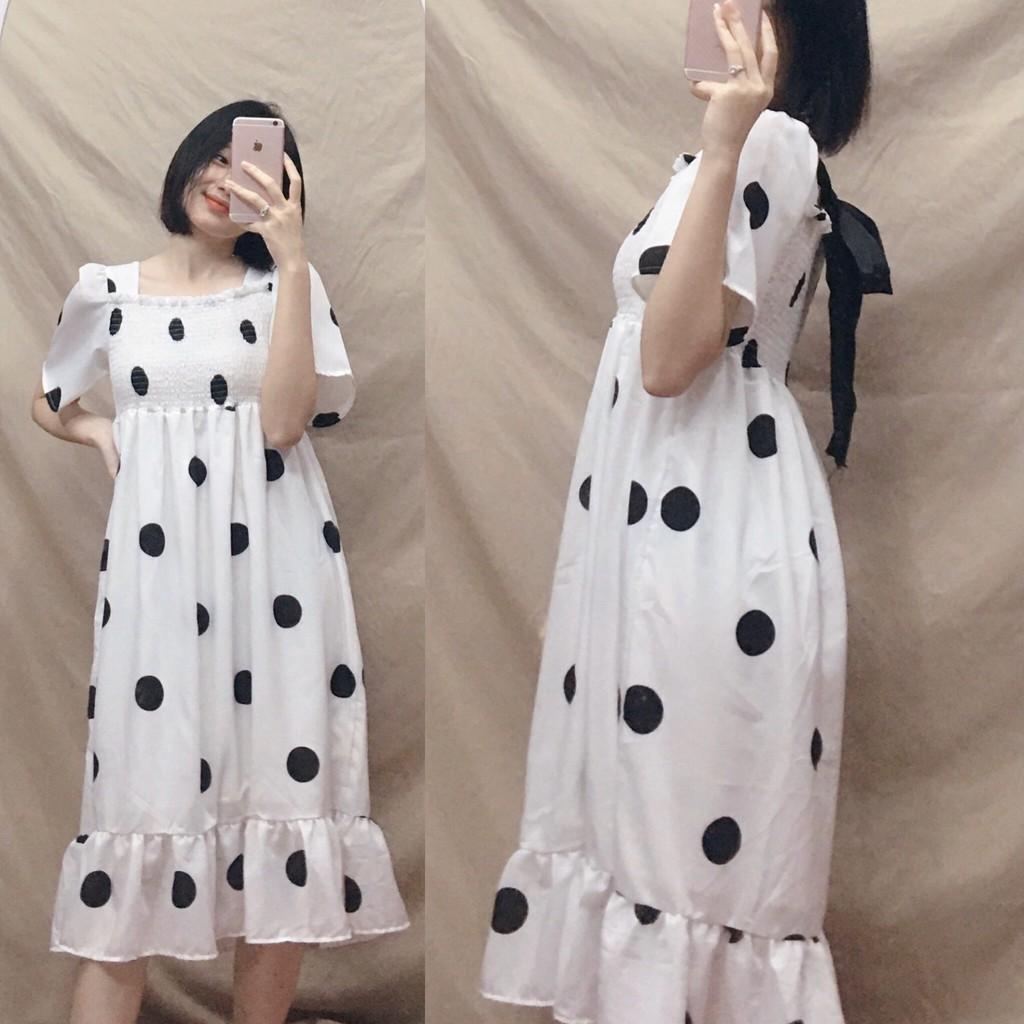 váy bầu chấm bi mẫu thiết kế