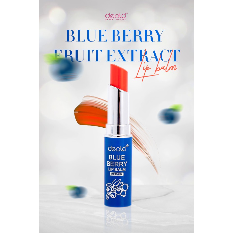 Son Dưỡng Ngừa Thâm Môi Deold Blueberry Lip Balm màu Đỏ Cam 3.3g