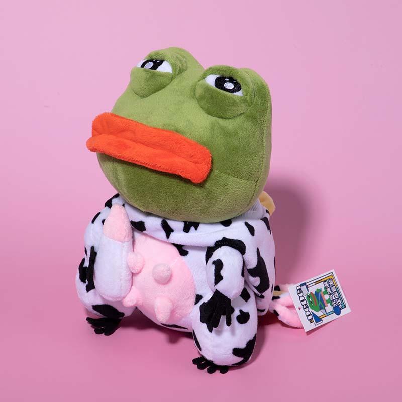 Gấu bông ếch PePe cosplay bò sữa Sad Frog kích thước 25cm NEOCI