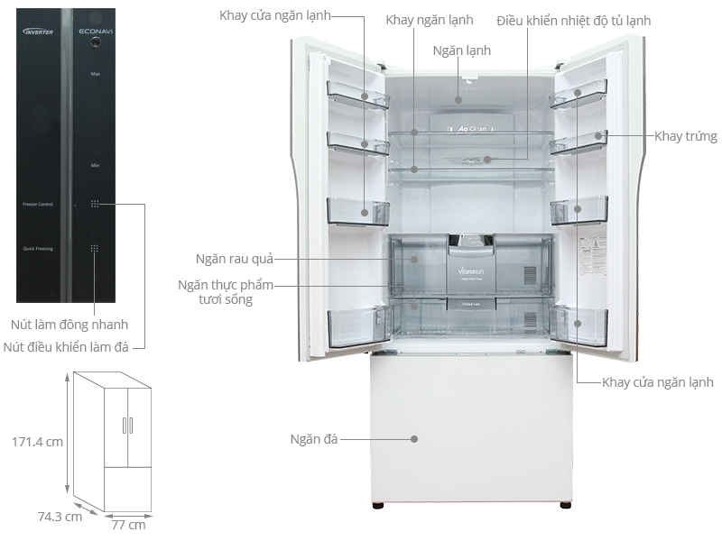 Tủ lạnh Panasonic 491 lít NR-CY557GWVN - HÀNG CHÍNH HÃNG