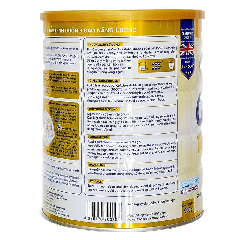 Sữa CaloSure Gold 900g - Tăng cường sức khoẻ cho người lớn tuổi 