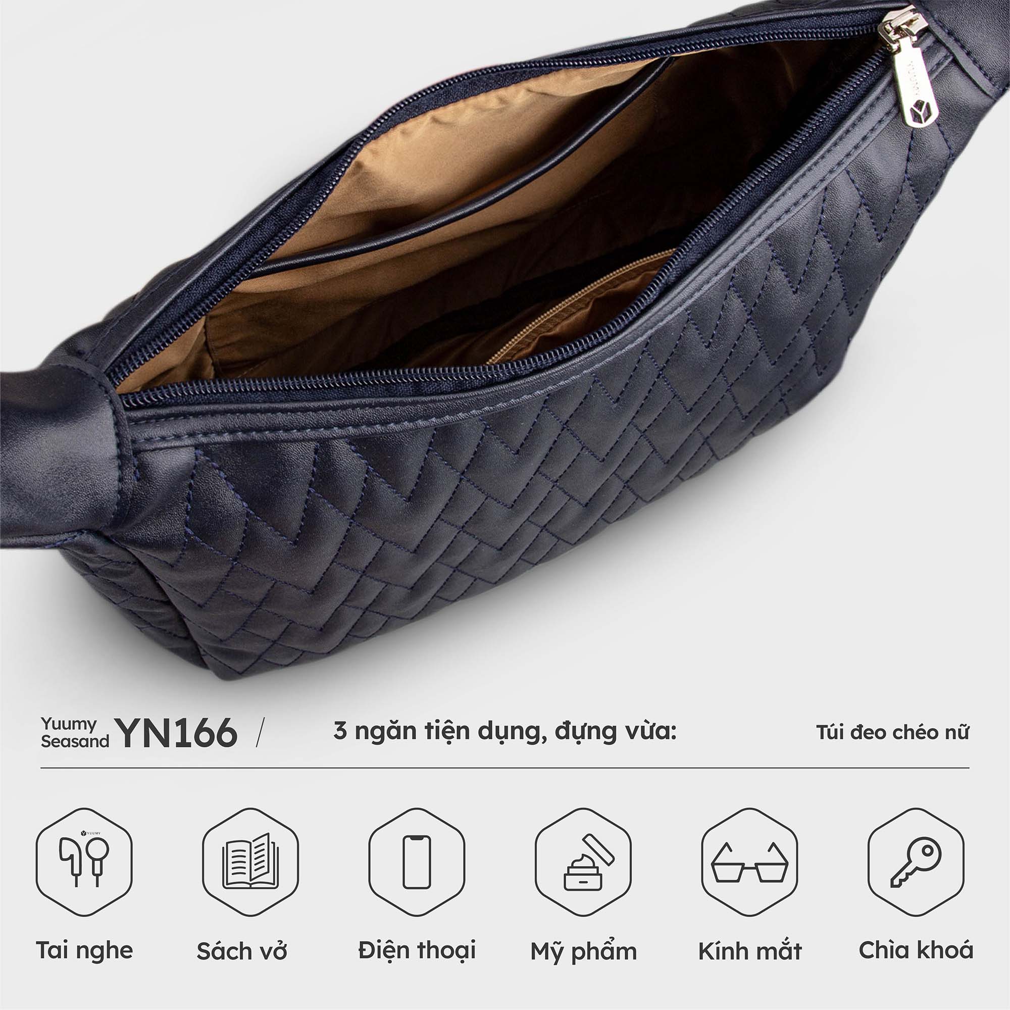 Túi đeo chéo da nữ tote chần chỉ cỡ lớn YUUMY Seasand YN166