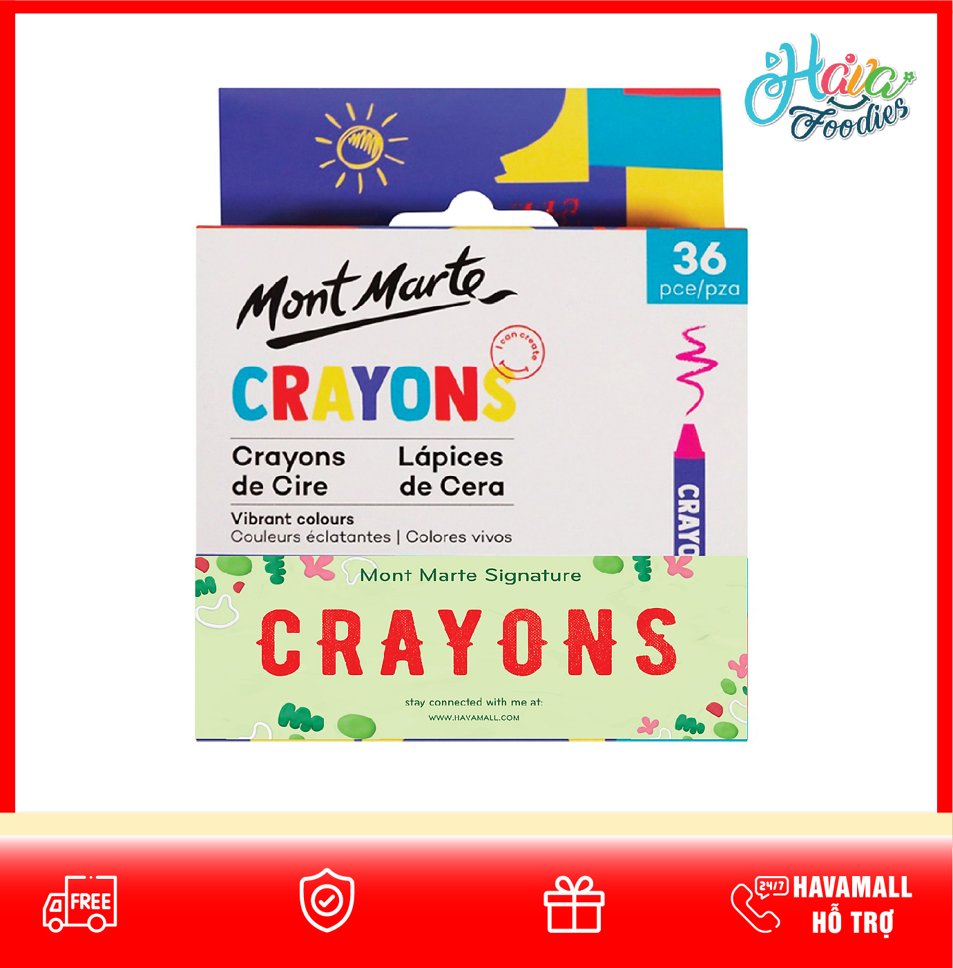 Bút Sáp Màu Trẻ Mont Marte 36 Màu – Crayons