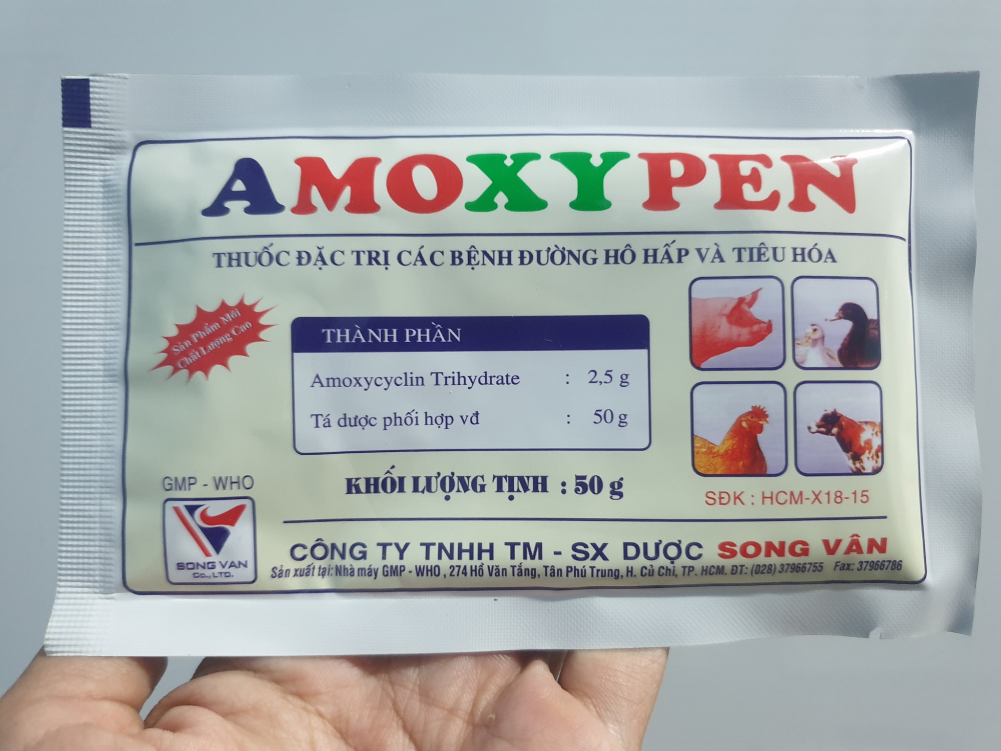 AMOXYPEN gói 50g song vân chỉ dùng trong thú y