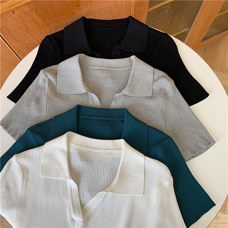 Croptop Nữ BẢN 2021 Áo Polo Croptop Chất Liệu Mềm Mịn Thấm Hút Mồ Hôi Tay Ngắn Có Cổ