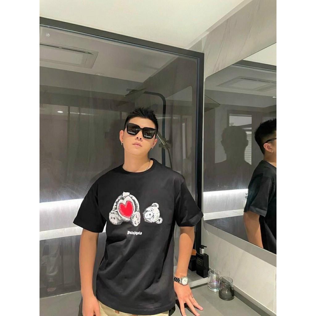 Áo Thun Tay Ngắn Unisex P@lm Angels 2021 In Hình Gấu Trái Tim