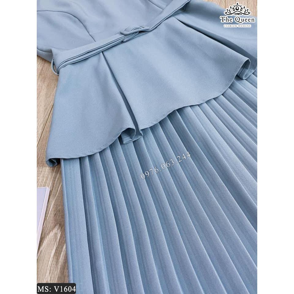 Váy xòe xếp ly V1604 màu xanh - The Queen Fashion - Kèm ảnh chụp thật sản phẩm