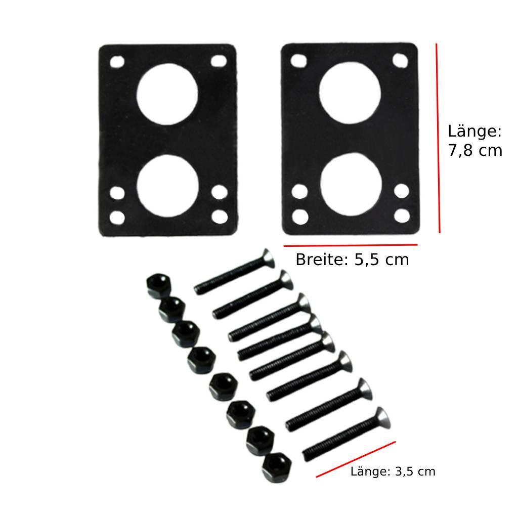 2PCS Skateboard Rubber Shock Absorbing Pads Trucks Wheel Accessory 6mm Black