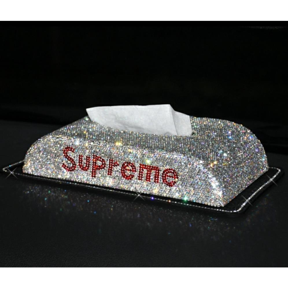 Hộp đựng khăn giấy full đá có logo SUPREME nhiều màu