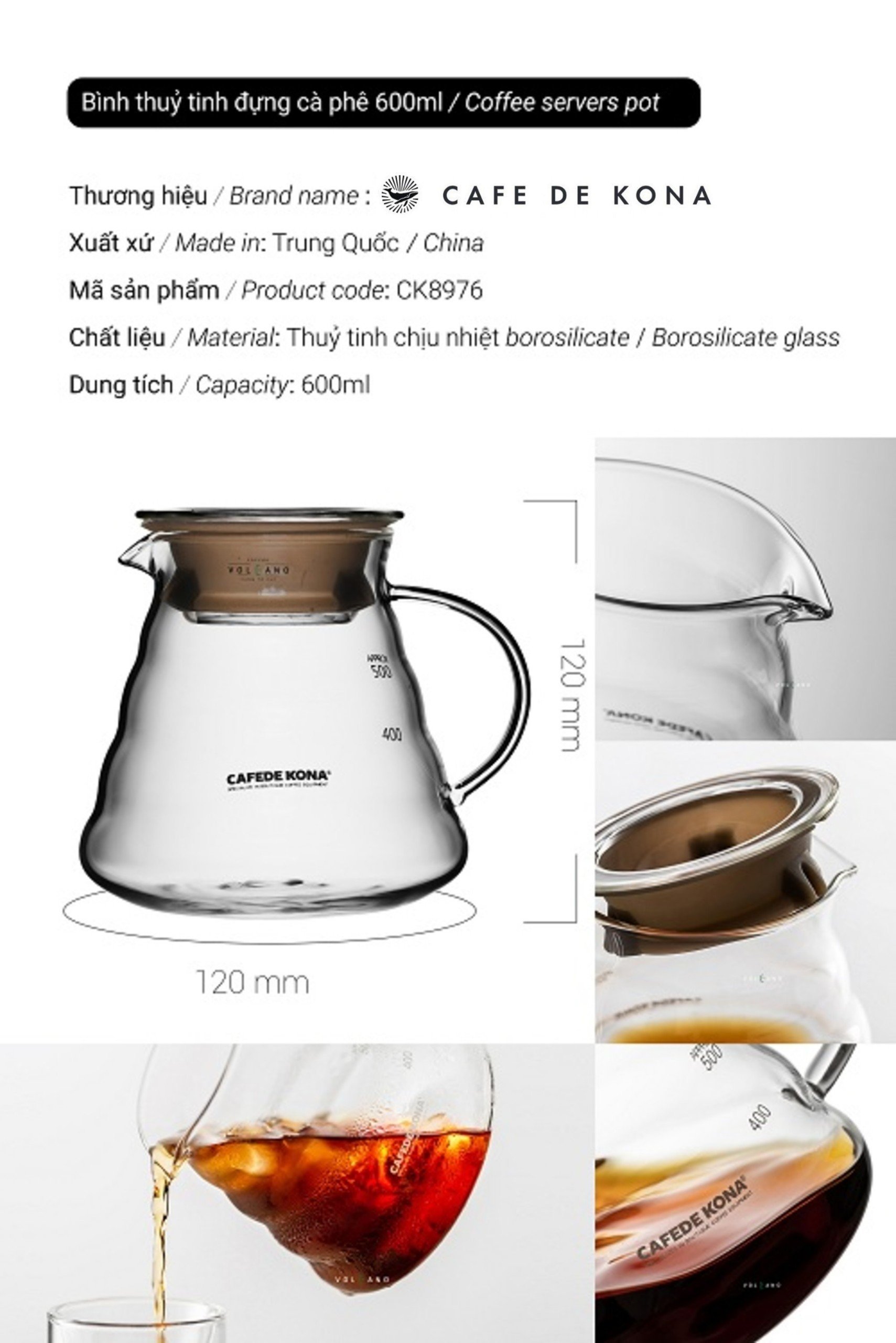 Bộ combo Gift Set pha cà phê V60 02 phổ thông CAFEDE KONA