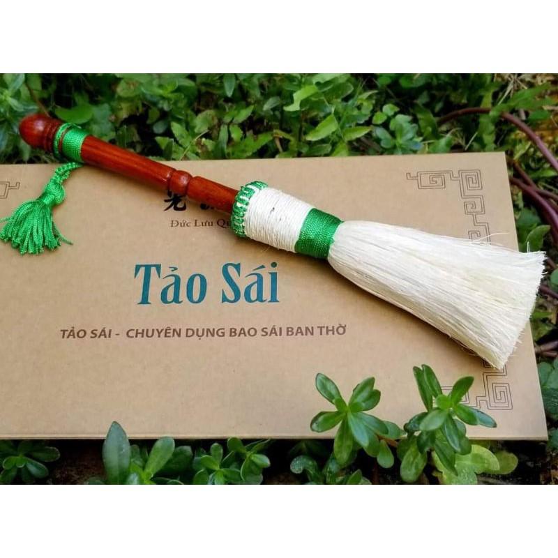 Bộ Tảo Sái Cỡ Đại + Tảo Sái Có Quản (Mệnh Kim) - Dụng Cụ Quét Ban Thờ