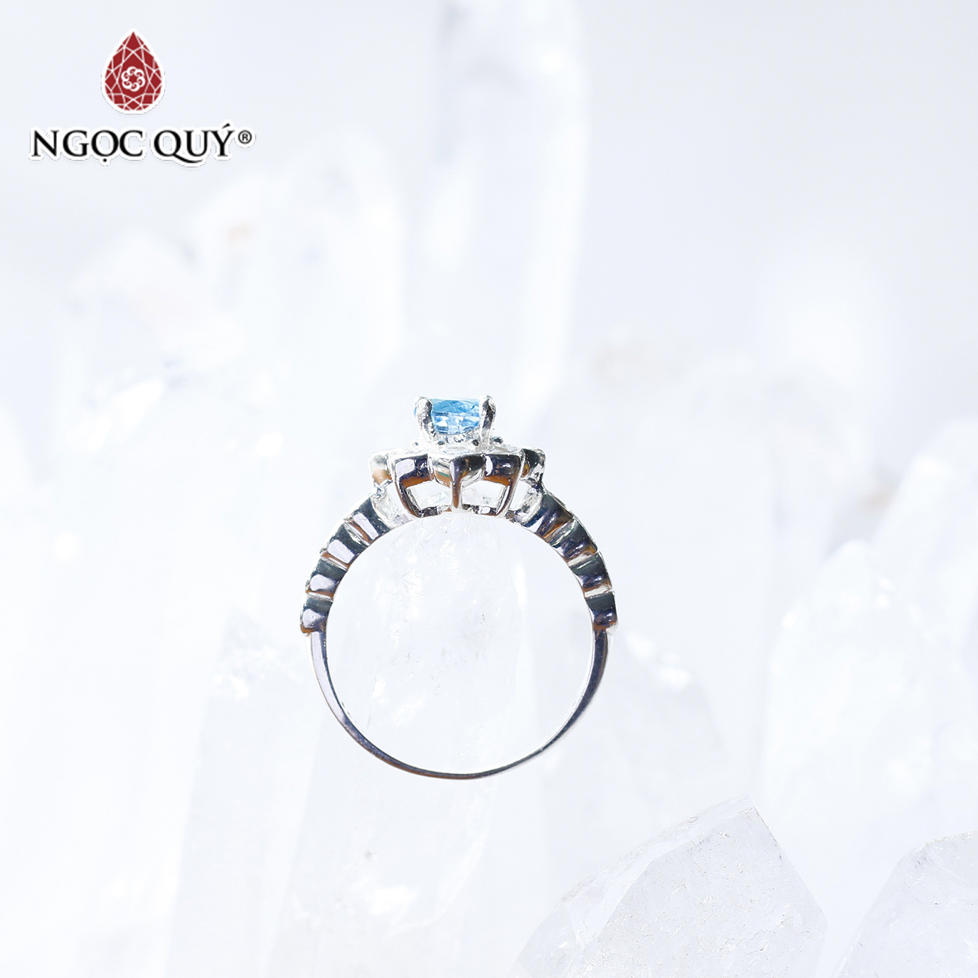 Nhẫn bạc nữ đá Topaz mệnh thủy, mộc - Ngọc Quý Gemstones